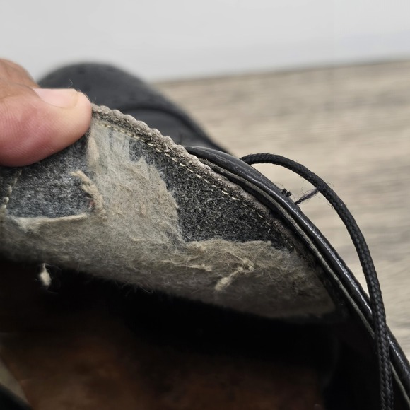 Florshiem Wingtip Shoes Mens Size 14 D Black Style 20819 Leather USA Flexible - Picture 15 of 16